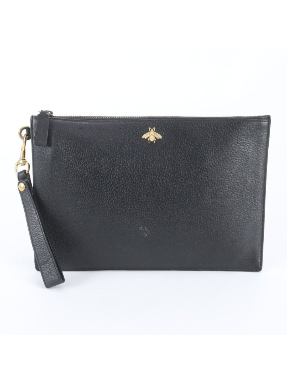 Gucci Animalier Bee Leather Clutch Pouch Business Black